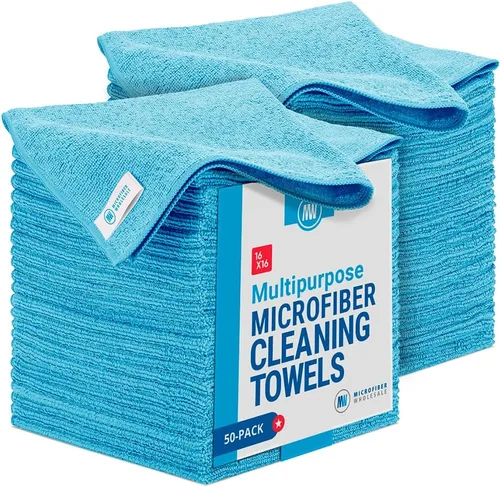 Vista 12 de Microfiber Wholesale Toallas Multiusos de 16" x 16" - Paquete de 50 - Paños de Lavado Reutilizables, Polvo, Cocina, Automóvil, Trapos de Taller
