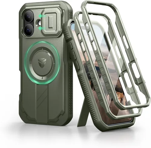 Vista 87 de Dexnor - Funda para iPhone 12 & iPhone 12 Pro con tapa deslizante para cámara, soporte ajustable y protector de pantalla integrado, carcasa
