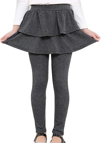 Auranso Leggings para niñas con falda, ropa para niños, pantalones tutú con volantes de 2 a 14 años