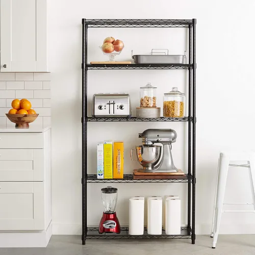 Vista 2 de Amazon Basics Estante organizador ajustable de alambre de acero resistente con 5 estantes para cocina, garaje, 36 pulgadas de largo x 14 pulgadas
