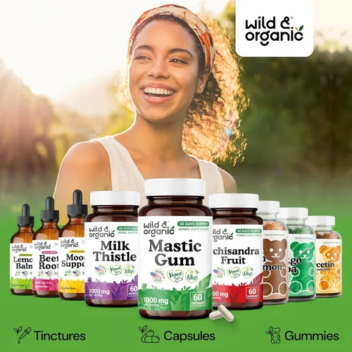 Vista 6 de Wild & Organic Cápsulas de goma mastica – 1000 mg de suplemento de goma mastica para apoyo intestinal – 30 días de suministro – 60 cápsulas
