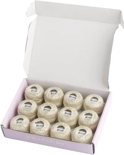 Vista 50 de Rhapsody Hilo de algodón perla tamaño 8 hilo de ganchillo Perle 12 bolas Set tejido a mano, bordado, sashiko, punto de cruz, costura, aguja