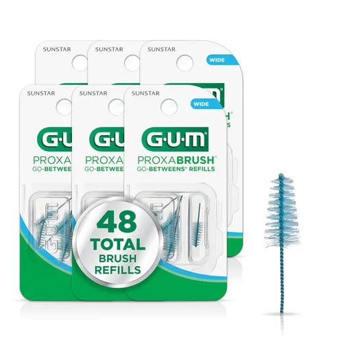 Vista 12 de GUM Proxabrush Go-Betweens - Recambios anchos - Compatible con mango permanente GUM - Cepillos interdentales reutilizables - Púas dentales de cerdas