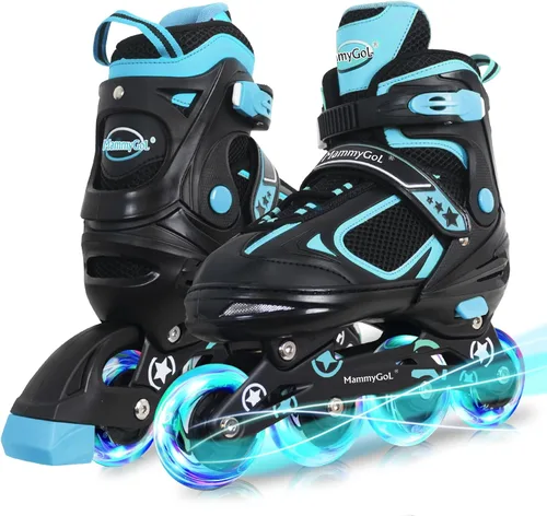 Vista 10 de MammyGol Adjustable Inline Skates for Kids Boys Girls Youth Blades Roller Skates with Light up Wheels Ages 4-16