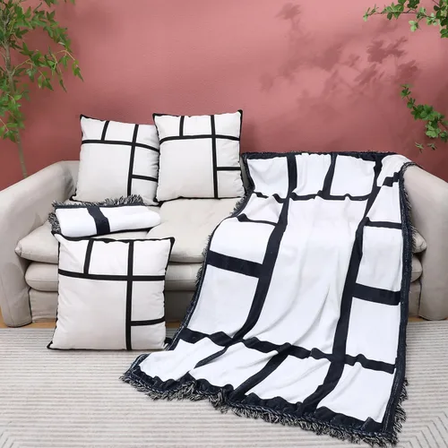 Vista 7 de Kinlop 6 mantas de sublimación en blanco de 40 x 60 pulgadas y fundas de almohada en blanco de sublimación para decoración del hogar