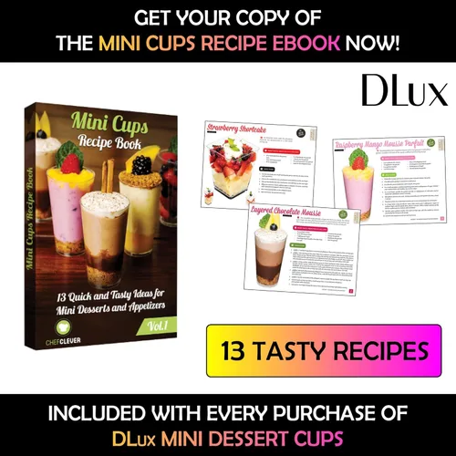Vista 3 de DLux 100 mini tazas cuadradas de postre de 2 onzas (sin cucharas), taza de plástico transparente para aperitivos de parfait, pequeño cuenco