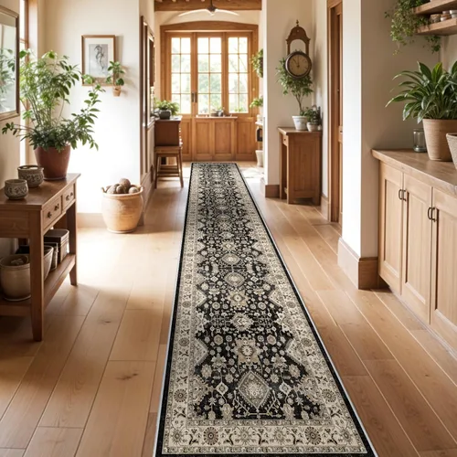 Vista 113 de Alfombra de pasillo lavable de 2 x 3: alfombras antideslizantes con parte trasera de goma, alfombra de cocina suave, alfombra pasillo estilo granja