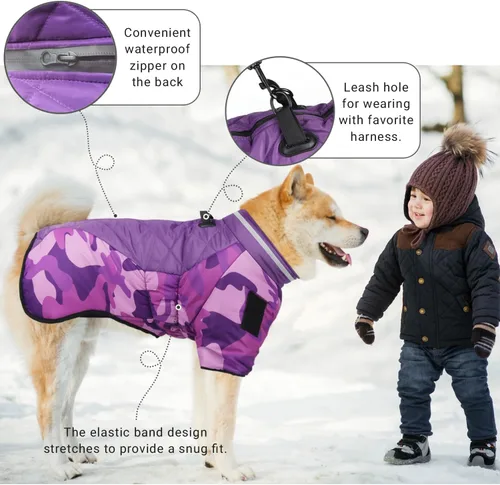 Vista 4 de Abrigo de invierno para perros medianos, chaqueta para perro, suéter para perros pequeños, medianos y grandes, chaqueta de invierno impermeable