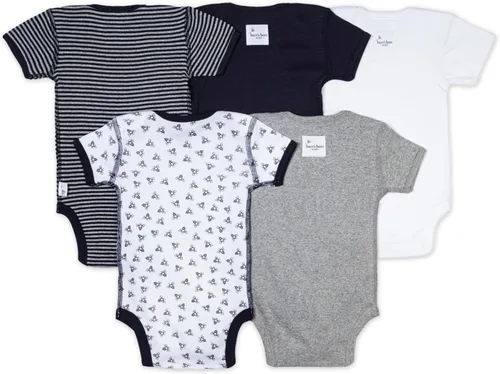 Vista 2 de Burt's Bees Baby Body unisex para bebé, paquete de 5 unidades de manga corta y larga de una pieza, 100% algodón orgánico