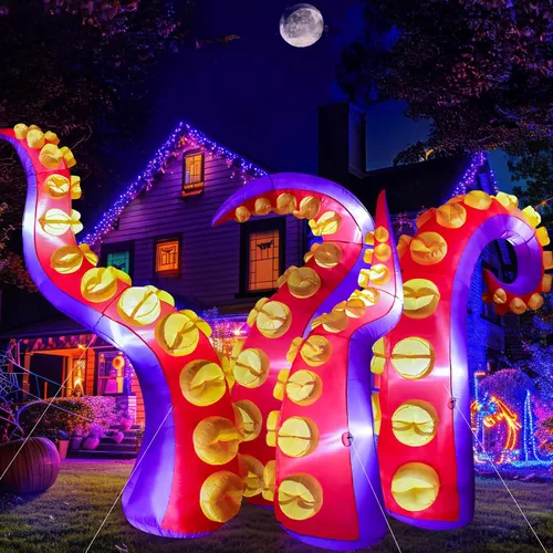 Vista 11 de Max Fun Decoraciones inflables de calabaza de Halloween de 7 pies con LED integrado, decoración de patio de Halloween, inflables para exteriores