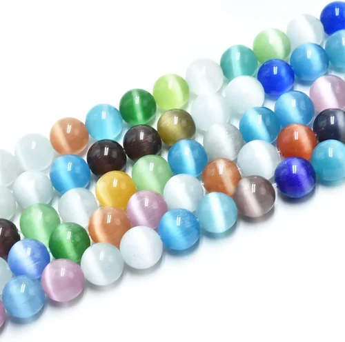 Vista 12 de Cuentas de Ojo de Gato Negro, Redondas de 6 mm, Piedras Preciosas Semipreciosas Sueltas para Fabricación de Joyas (63-66 piezas/cadena)