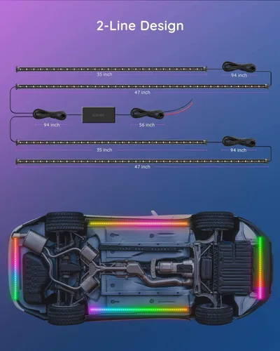 Vista 6 de Govee Underglow - 4 luces LED inteligentes RGBIC para automóviles con 16 millones de colores y 10 modos de escena, control de aplicación, tira