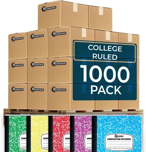 Vista 10 de Rosmonde Paquete de 5 cuadernos de composición con rayas universitarias, 200 páginas sin sangrado (100 hojas), cuadernos de 9-3/4 x 7-1/2 pulgadas