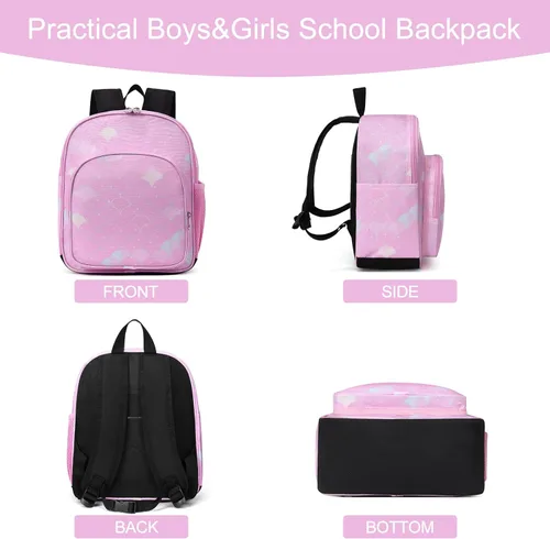 Vista 6 de CLUCI Mochila infantil para niños y niñas, mochila para preescolar con correa ajustable, 12L, Rosa 404, Mochilas Daypack