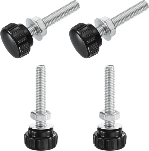 Vista 111 de Uxcell 4 juegos de perillas estriadas con tornillos de pulgar y tuercas, rosca macho métrica M6 x 35 mm, cabeza de plástico de 25 mm, perillas