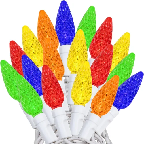 Vista 19 de Novelty Lights - Mini juego de 70 luces C6 LED de Navidad, serie de luces de grado comercial para exteriores, cable verde, 24 pies