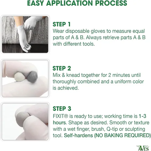 Vista 3 de Aves Fixit Sculpt - Compuesto epoxi de endurecimiento al aire de 2 partes (A y B) – 1 libra, arcilla autosecada duradera para esculpir