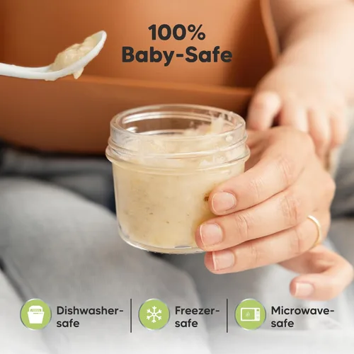 Vista 5 de KeaBabies Paquete de 6 recipientes de vidrio para alimentos para bebés de 4 onzas con tapas, a prueba de fugas, pequeños frascos de vidrio