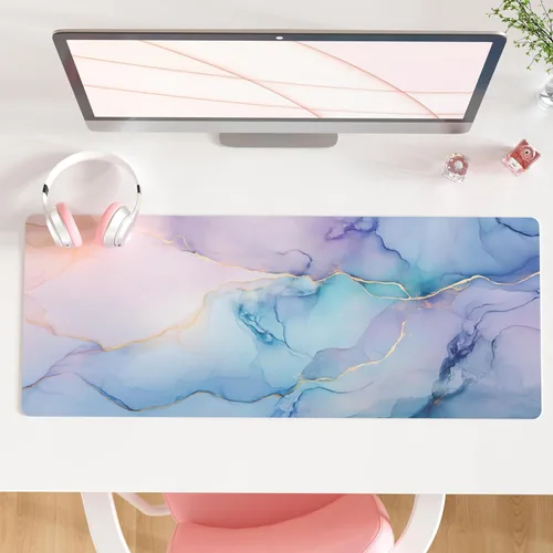 Vista 15 de QiyI - Alfombrilla grande para mouse, tapete extendido para escritorio, de piel sintética impermeable para juegos, protector de escritorio