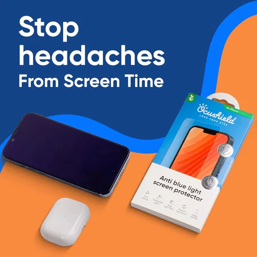 Vista 3 de Ocushield Protector de pantalla de vidrio templado antiluz azul para iPhone 7 iPhone 8 - Protege tus ojos, reduce las migrañas y mejora el sueño