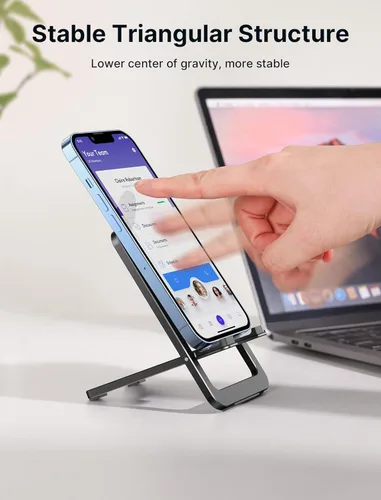 Vista 7 de JSAUX Soporte de teléfono celular, soporte plegable de aluminio ajustable para escritorio, portátil, artículos esenciales de viaje, accesorios