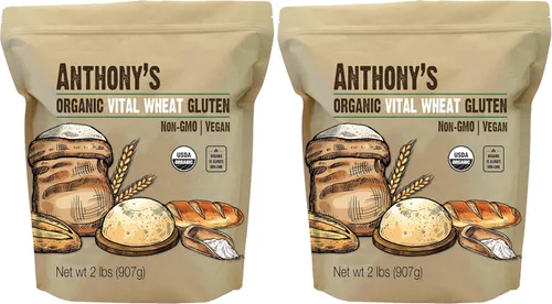 Anthony's Gluten de trigo Vital orgánico, 2 libras, alto en proteínas, vegano, sin OMG, apto para dieta cetogénica, bajo en carbohidratos (paquete