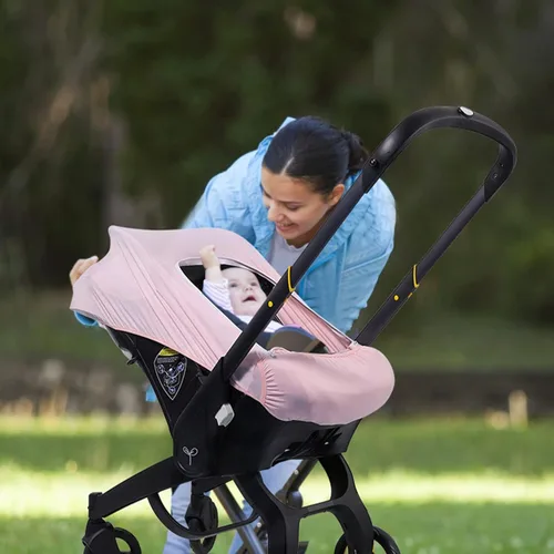 Vista 8 de Funda de asiento de automóvil para bebé, fundas originales para asiento de automóvil con ventana de malla transpirable ajustable y bolsillo, toldo