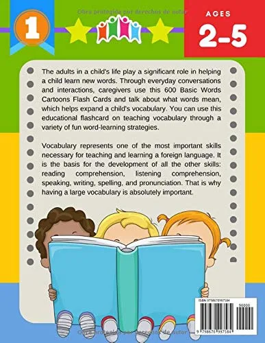 Vista 2 de 600 Tarjetas para Trabajar el Vocabulario Juegos Educativos de Preguntas Montessori para Niños Español Filipino Easy learning basic words cartoon