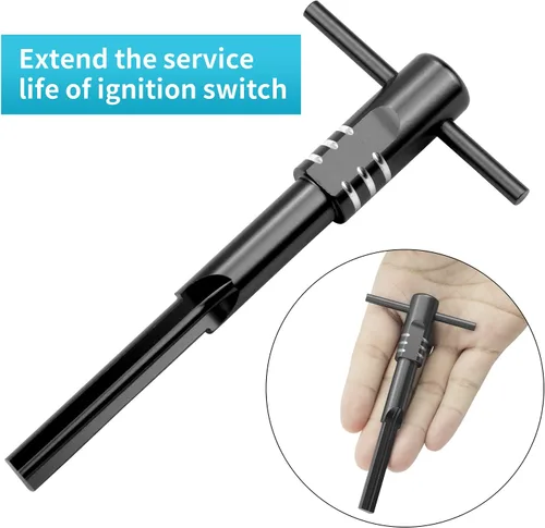 Vista 4 de Herramienta de alineación de motocicleta de carcasa de interruptor de encendido compatible con modelos Harley Touring 2014-2020, color negro