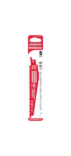 Vista 2 de Diablo Hoja de sierra recíproca bimetálica para cortes de uso general – 6 pulgadas de longitud, diente variable, diente, 8/14 TPI, paquete de 5