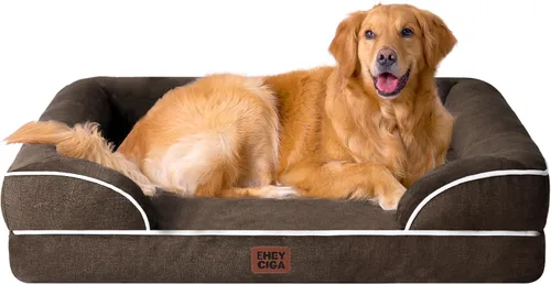 Vista 39 de EHEYCIGA - Cama ortopédica para perro grande, impermeable, de espuma viscoelástica y espuma tipo caja de huevos, bordes elevados, antideslizante