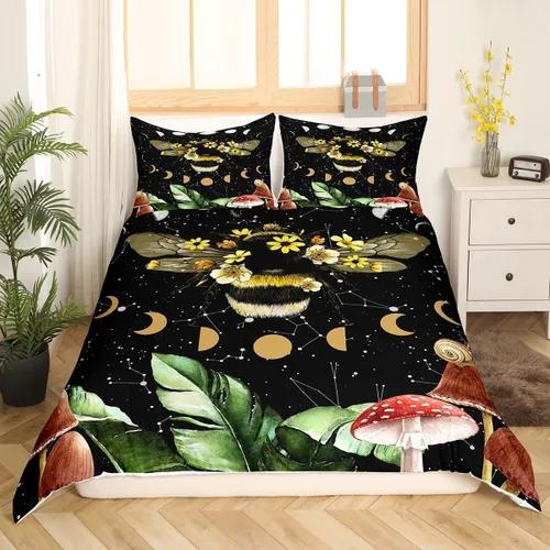 Vista 16 de Feelyou Funda de edredón para caravana, tamaño Queen, funda de edredón de camping feliz, juego de ropa de cama de remolque de viaje, funda