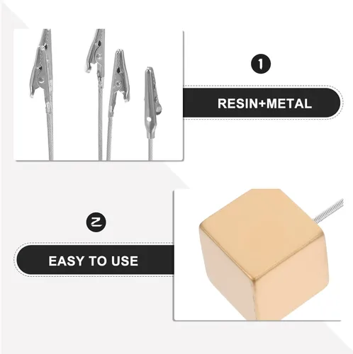 Vista 3 de 10pcs Metallic Cube Base Photo Display Clips with Alligator Clasp, Desk Memo Holders for Office Paper Notes, Table Number and Name Card Stand, Paper