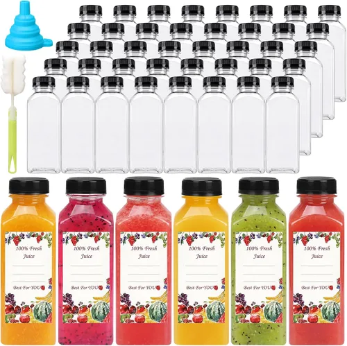 Vista 11 de SUPERLELE 20 botellas de jugo de chupito de plástico de 2 onzas con tapas