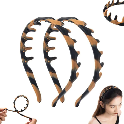 Vista 11 de Diadema de peine de dientes de zig zag de moda en forma de U de silicona, nuevas bandas para la cabeza de alto cráneo 2025 para el cabello de mujer