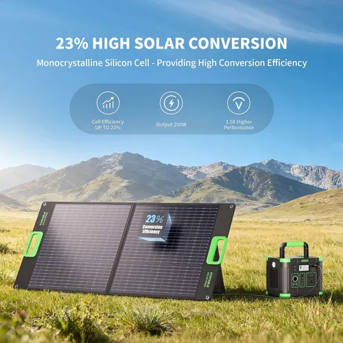 Vista 5 de GRECELL Panel solar portátil de 100W para generador de estación de energía, celda solar plegable de 20V cargador solar con cargador de batería