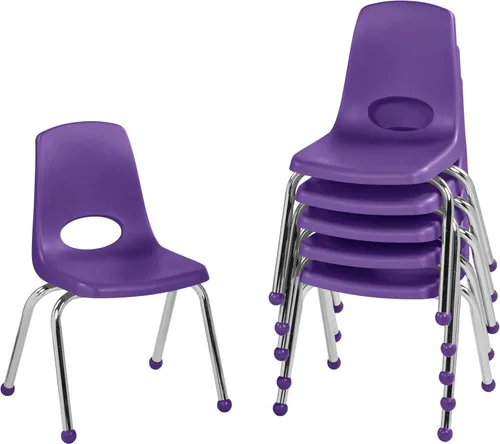 Vista 26 de Factory Direct Partners 10367-BL Silla escolar apilable de 16 pulgadas, asiento apilable para estudiantes con patas de acero cromado y rodamientos