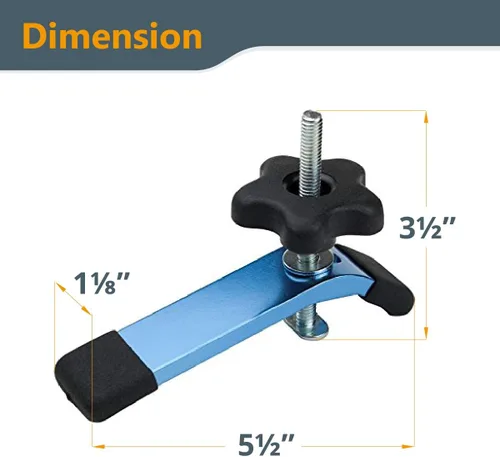 Vista 7 de POWERTEC 71168-P2 Abrazadera de retención T-Track, 5-12" L x 1-18" W, paquete de 4, abrazaderas de riel en T para carpintería