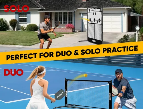 Vista 2 de Pickleball Rebounder Practice Net with 6FT Small Mini Pickleball Net Set - Portable Solo Training System for Forehands, Dinks & Volleys, Indoor