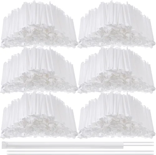 Vista 8 de Hoolerry 1500 popotes de plástico desechables envueltos individualmente, pajitas largas rectas, 0.24 pulgadas de ancho, para bebidas calientes