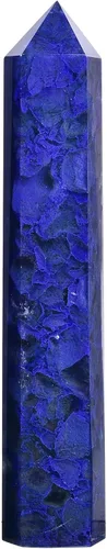 Vista 61 de AMOYSTONE Torre de obelisco de cristal curativo extra grande de aventurina azul con punta de cristal, decoración Reiki 1-1.2 KG