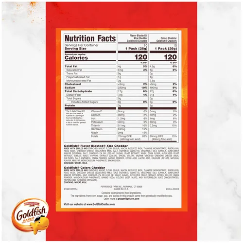Vista 12 de Goldfish Galletas de Queso Cheddar, Galletas de Snack Horneadas, Paquetes de Snack de 1 onza para Llevar, Caja de 20