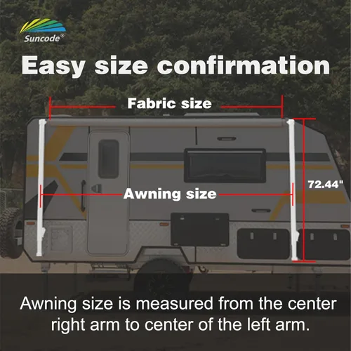 Vista 9 de Suncode Toldo para autocaravana para caravana, cámper y remolques de viaje, kit completo de toldo manual para caravana, toldo manual para cámper