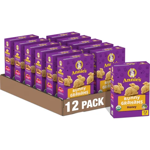 Vista 11 de Annie's Organic Friends Bunny Grahams, bocadillos Graham horneados con chispas de chocolate, chocolate y miel, 12 bolsas, 12 onzas