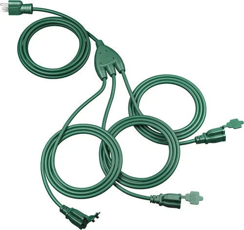Vista 10 de DEWENWILS Cable de extensión para exteriores de 1 a 3 divisores, total de 12 pies, 13 A, 125 V, 1625 W, 16/3C, SJTW, cable de extensión