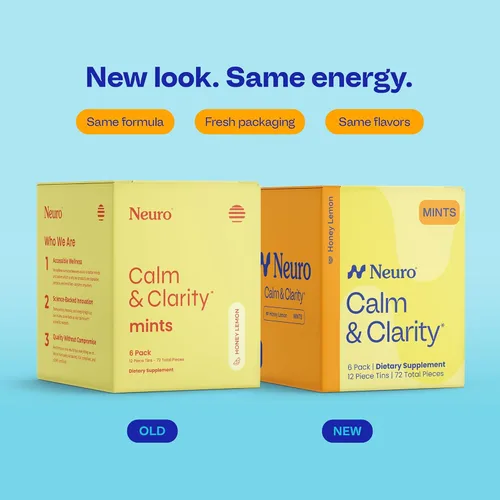 Vista 2 de Neuro GABA L-Teanina - Suplemento para el estrés con vitamina D3 - Mentas calmantes funcionales y no somnolientas para el estado de ánimo, claridad