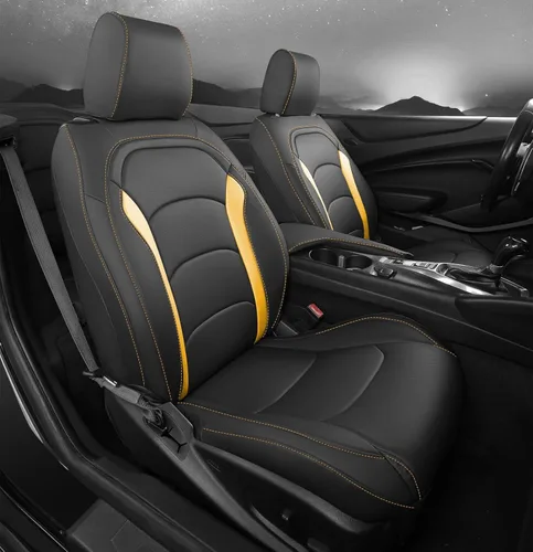 Vista 21 de Cubiertas de asiento delantero para Camaro 2010–2015 (5ª generación) LT/LS/RS/SS Cupé y Convertible – Tapicería de cuero sintético de ajuste