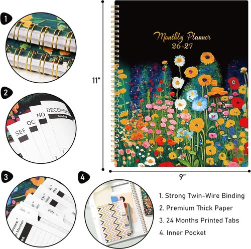 Vista 3 de 2026-2027 Monthly Planner - 2026-2027 Planner from January 2026 to December 2027, Monthly Planners 8.5'' x 11'', 24 Months with Tabs, Back Pocket