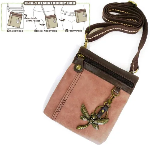 Vista 2 de CHALA GEMINI - Bolso bandolera de piel sintética para regalo con doble cremallera