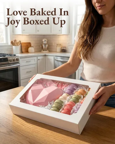 Vista 7 de 20 cajas de galletas con ventana de 12 x 8 x 2.5 pulgadas, cajas grandes de panadería, caja de regalo desplegable automática para postres, fresas